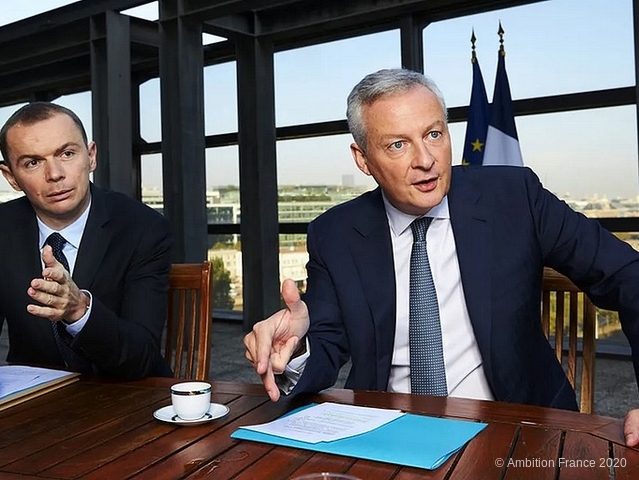 Olivier Dussopt et Bruno Le Maire à Bercy (Bruno Levy pour Les Echos)