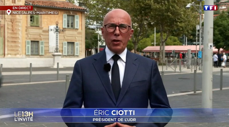Éric Ciotti annonce, sur TF1, être candidat à la mairie de Nice en 2026